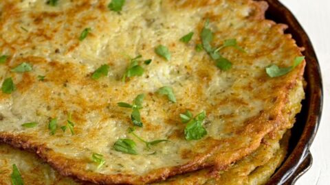 Czech bramborák pancake served on a plate.