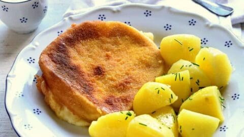 Czech fried cheese served with potatoes.
