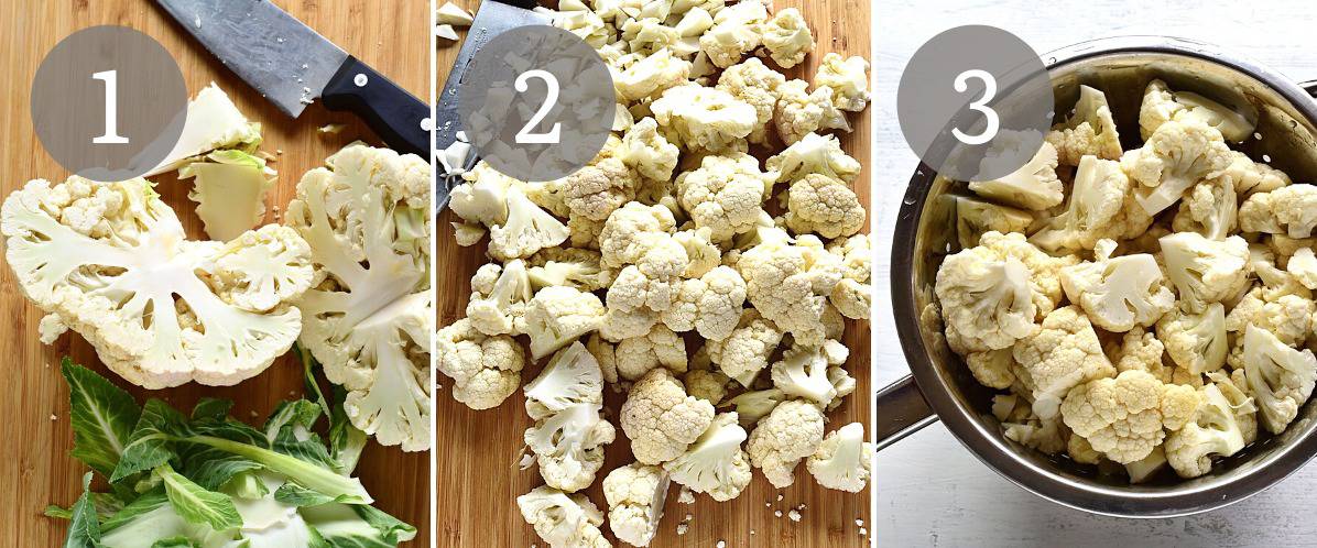 cut cauliflower into florets