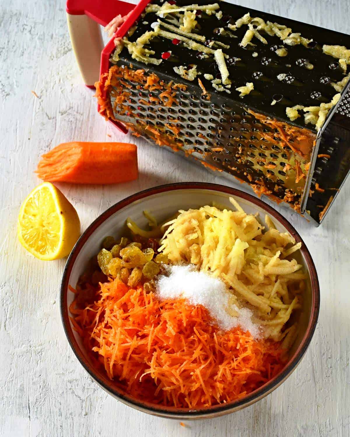 apple carrot salad prep
