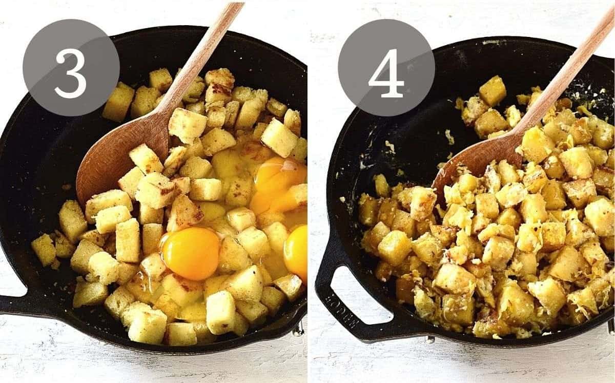 bread dumplings with eggs preparing