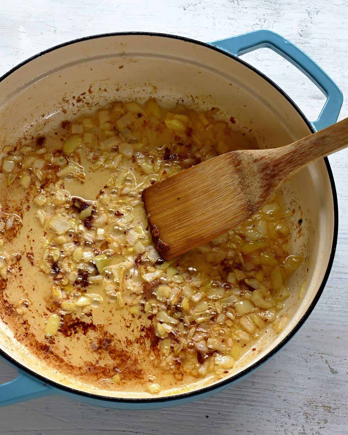 frying onion