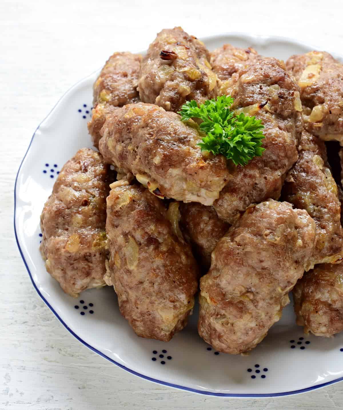 oven-baked cevabcici on a plate