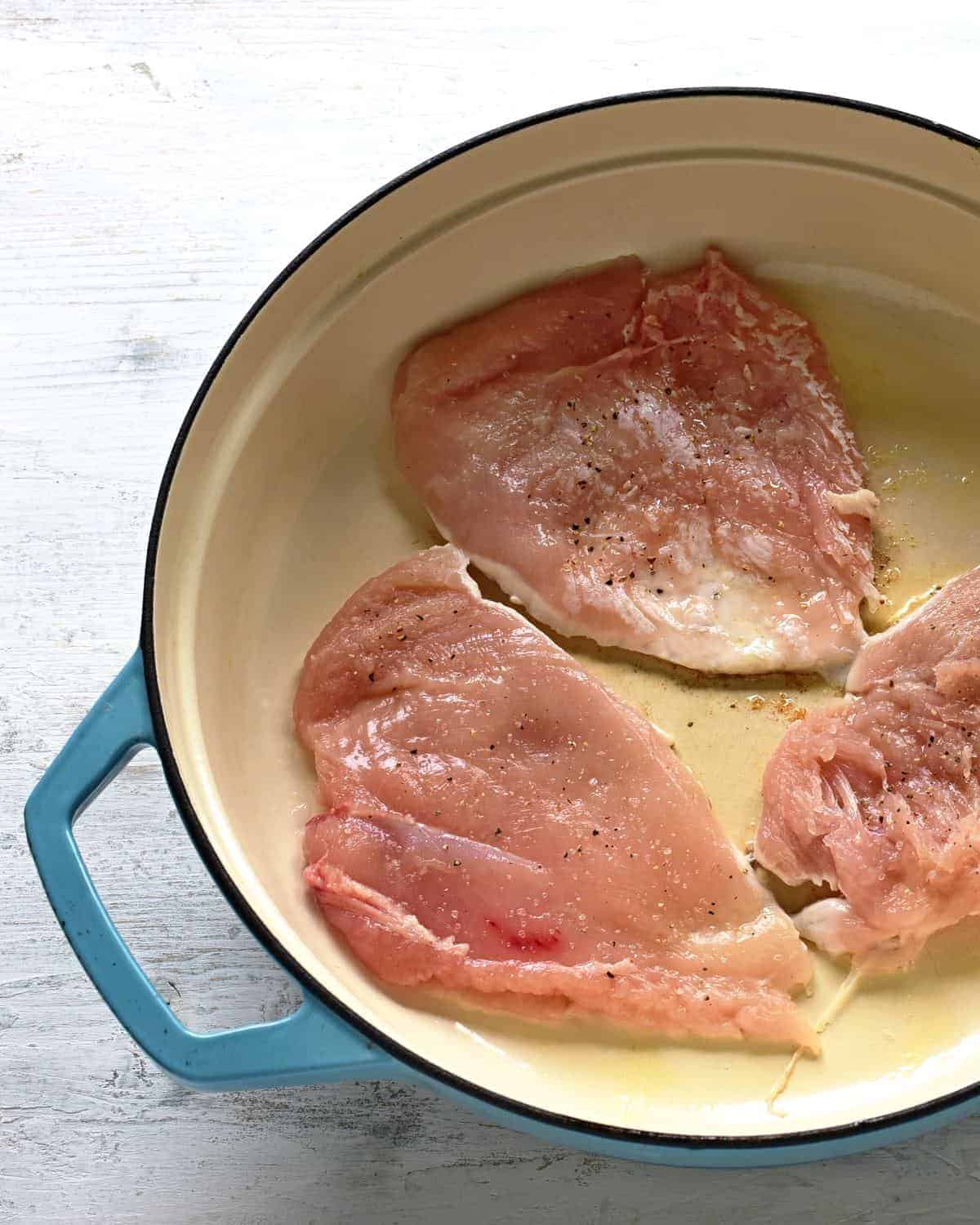 frying chicken breast steak