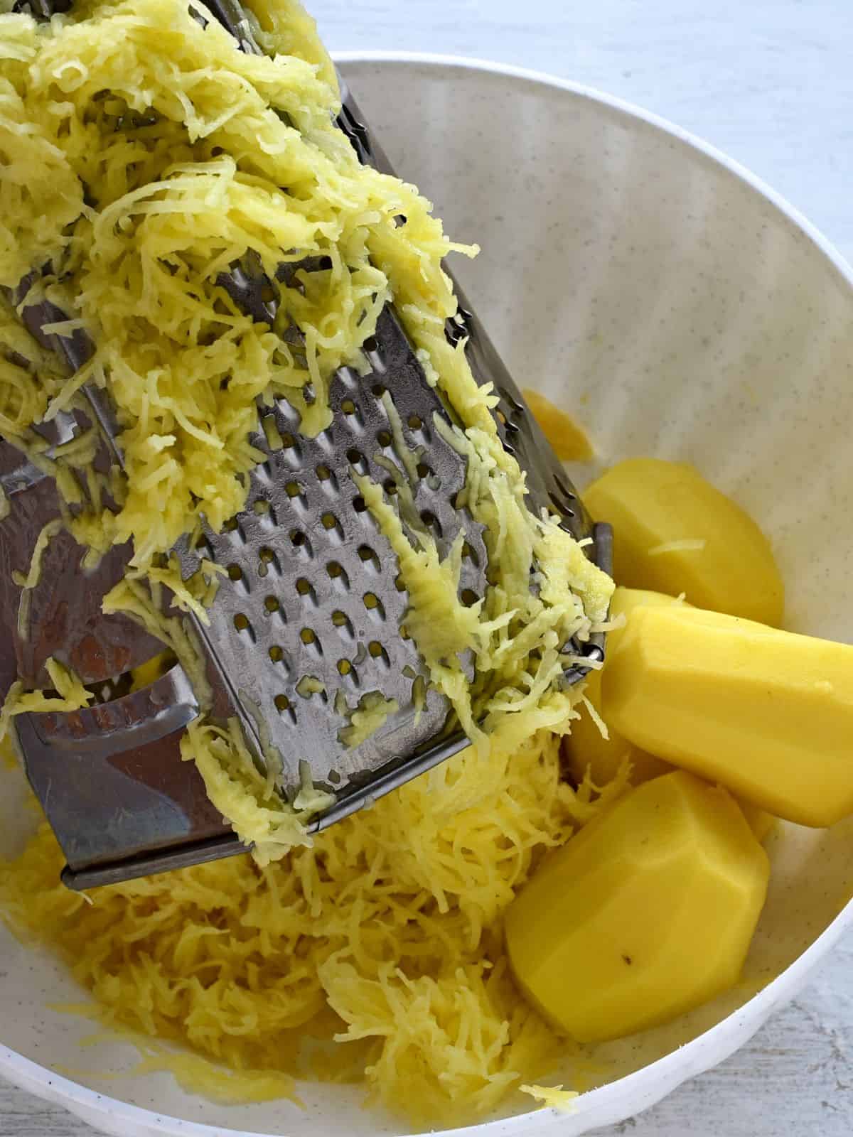grating potatoes