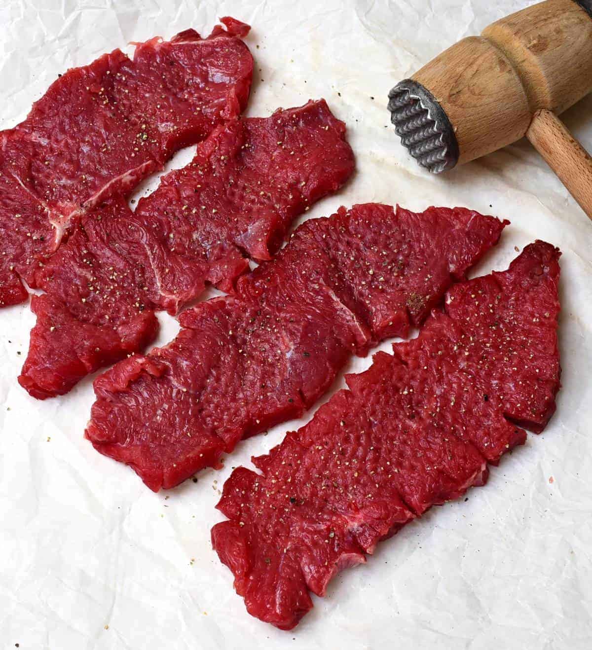 Pound the beef steaks