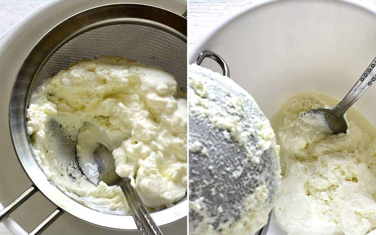 cottage cheese pressed through a sieve