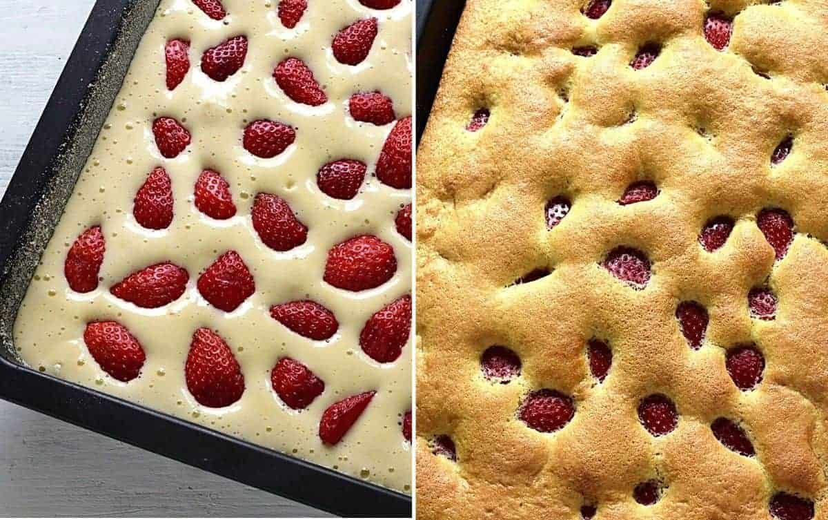 baking strawberry coffee cake