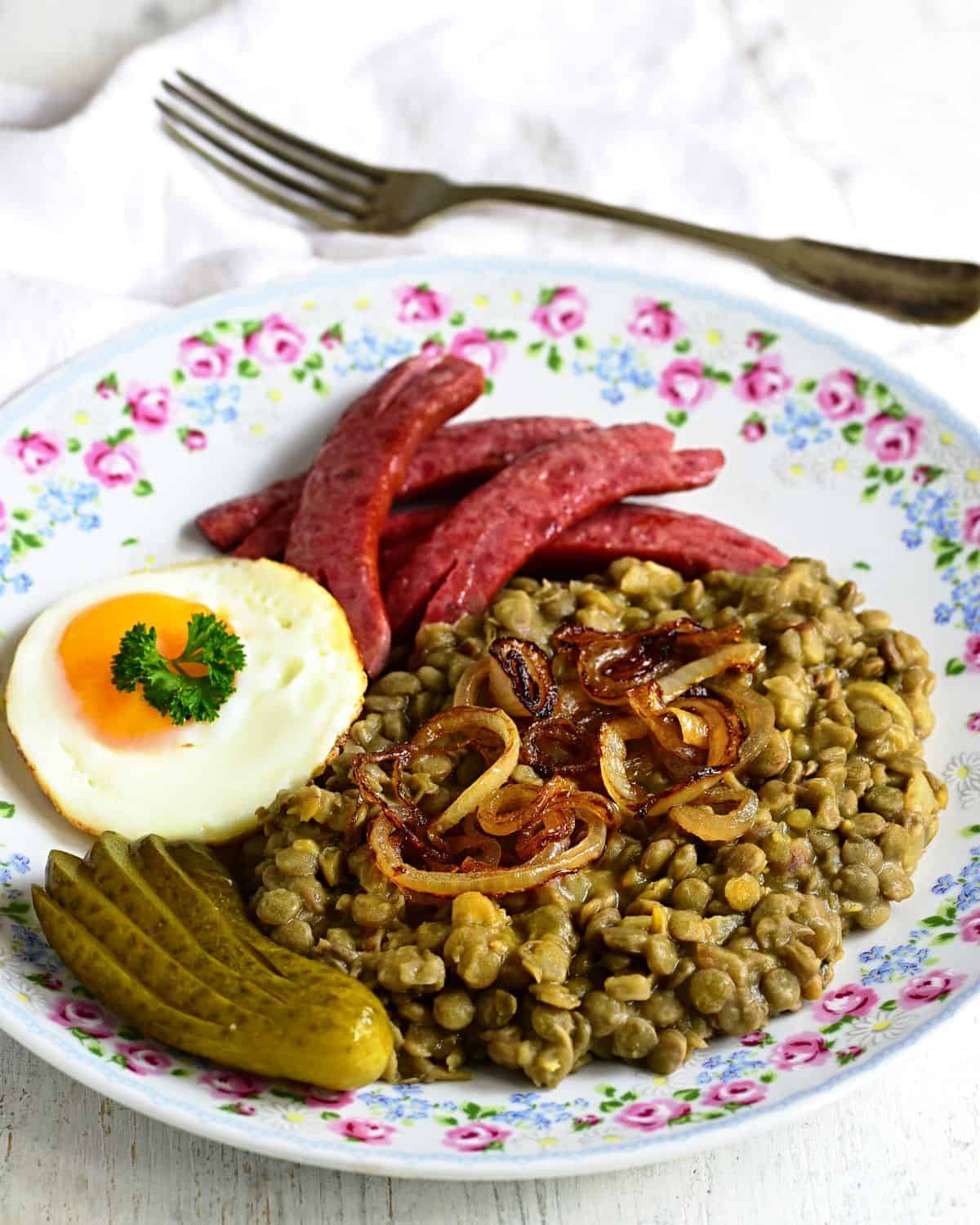 Czech čočka na kyselo on a plate.