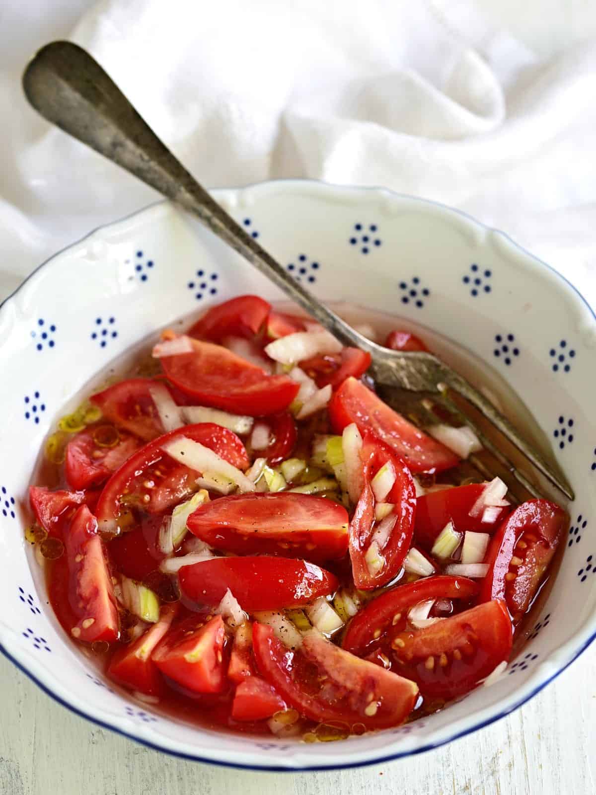 fresh tomato salad with onion