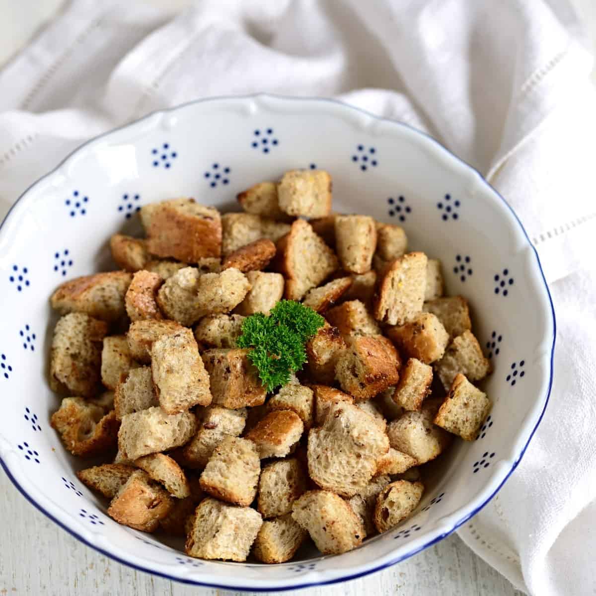bread croutons for soup.