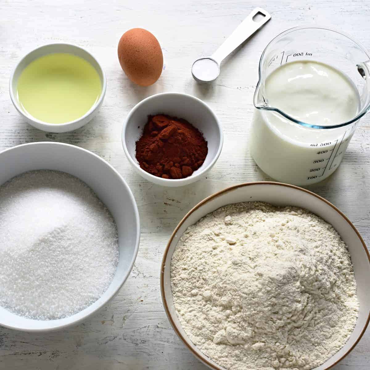 Buttermilk sheet cake ingredients.