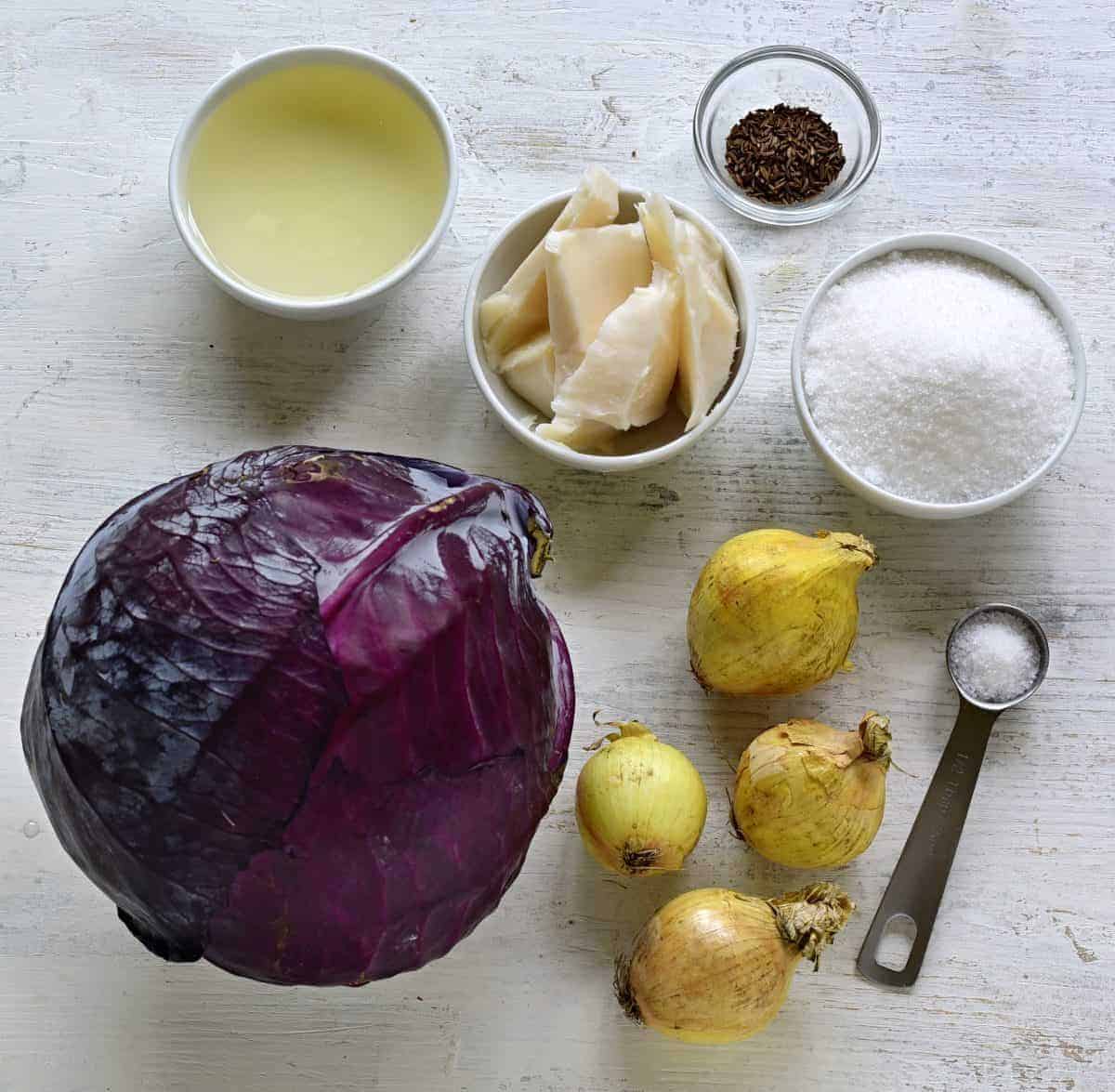 Czech braised red cabbage indgredients