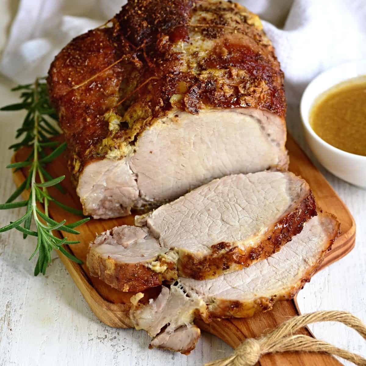 sliced pork roast.