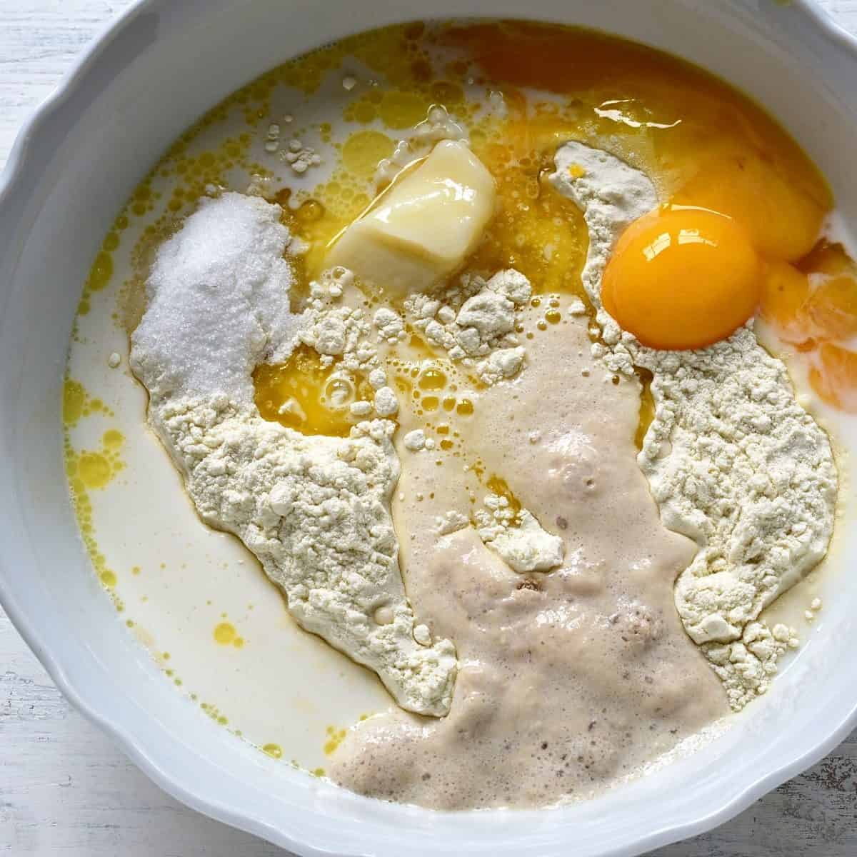 Making trdelník dough.
