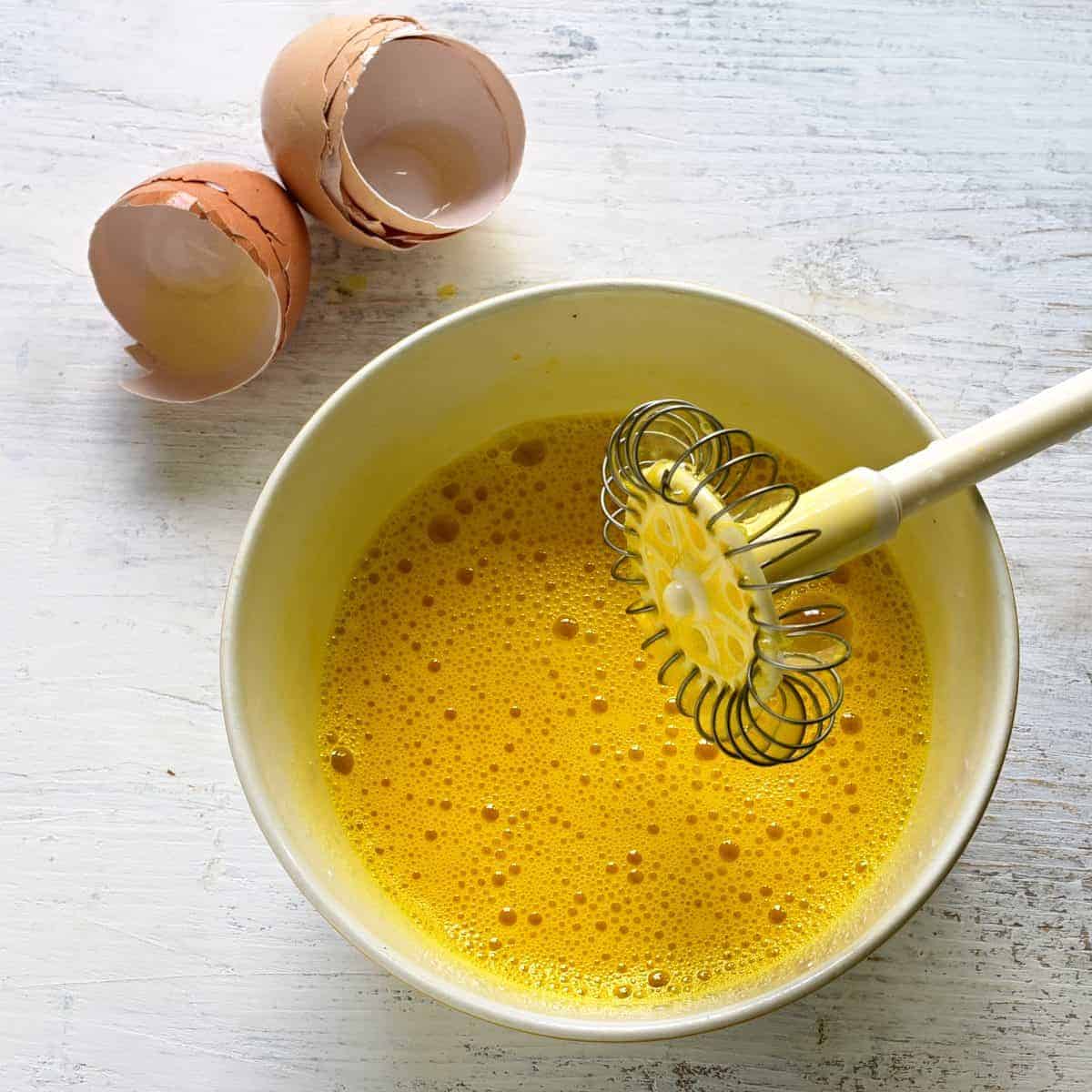 Whisked eggs.
