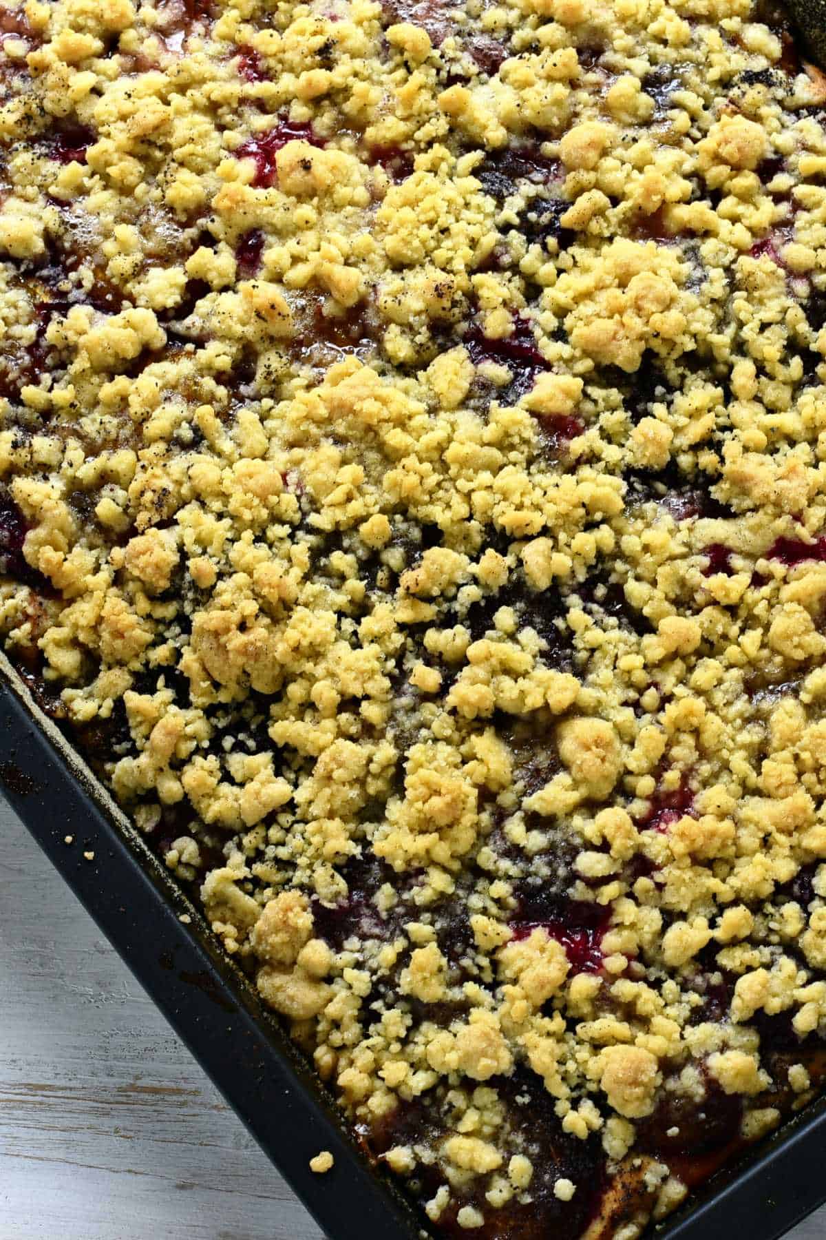 baked plum cake with streusel.