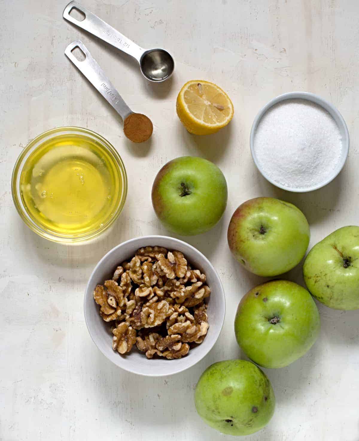 Ingredients for apple slice.
