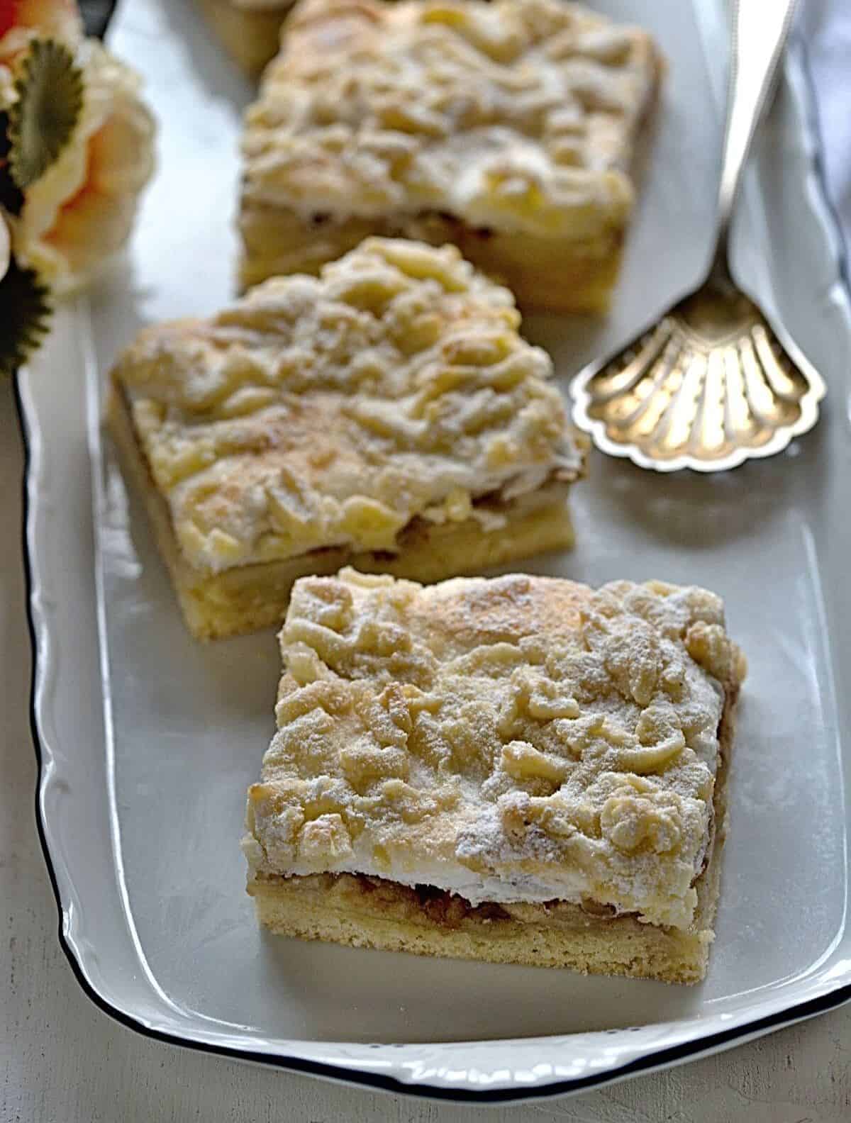 Czech apple slice with meringue topping.