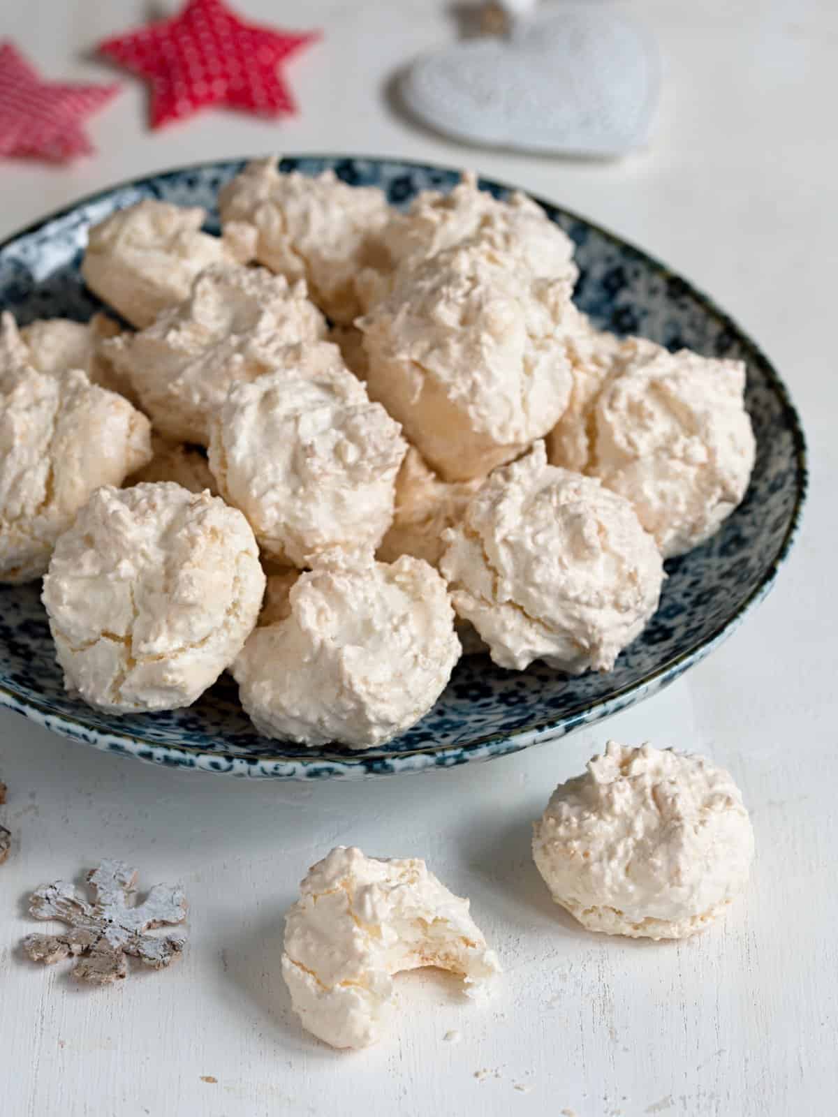 Coconut meringue cookies Czech kokosky.