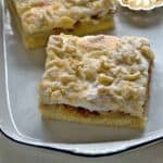 Apple slice with meringue topping.