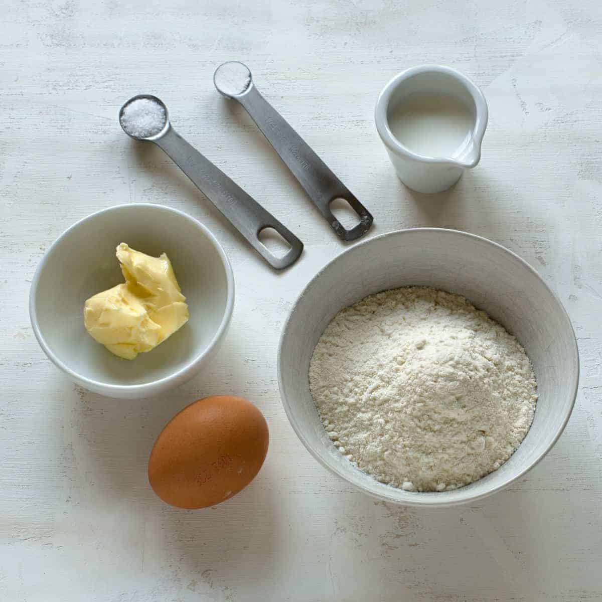 Egg dumplings ingredients.