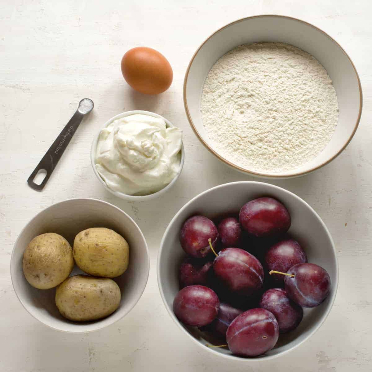 Plum dumplings ingredients.