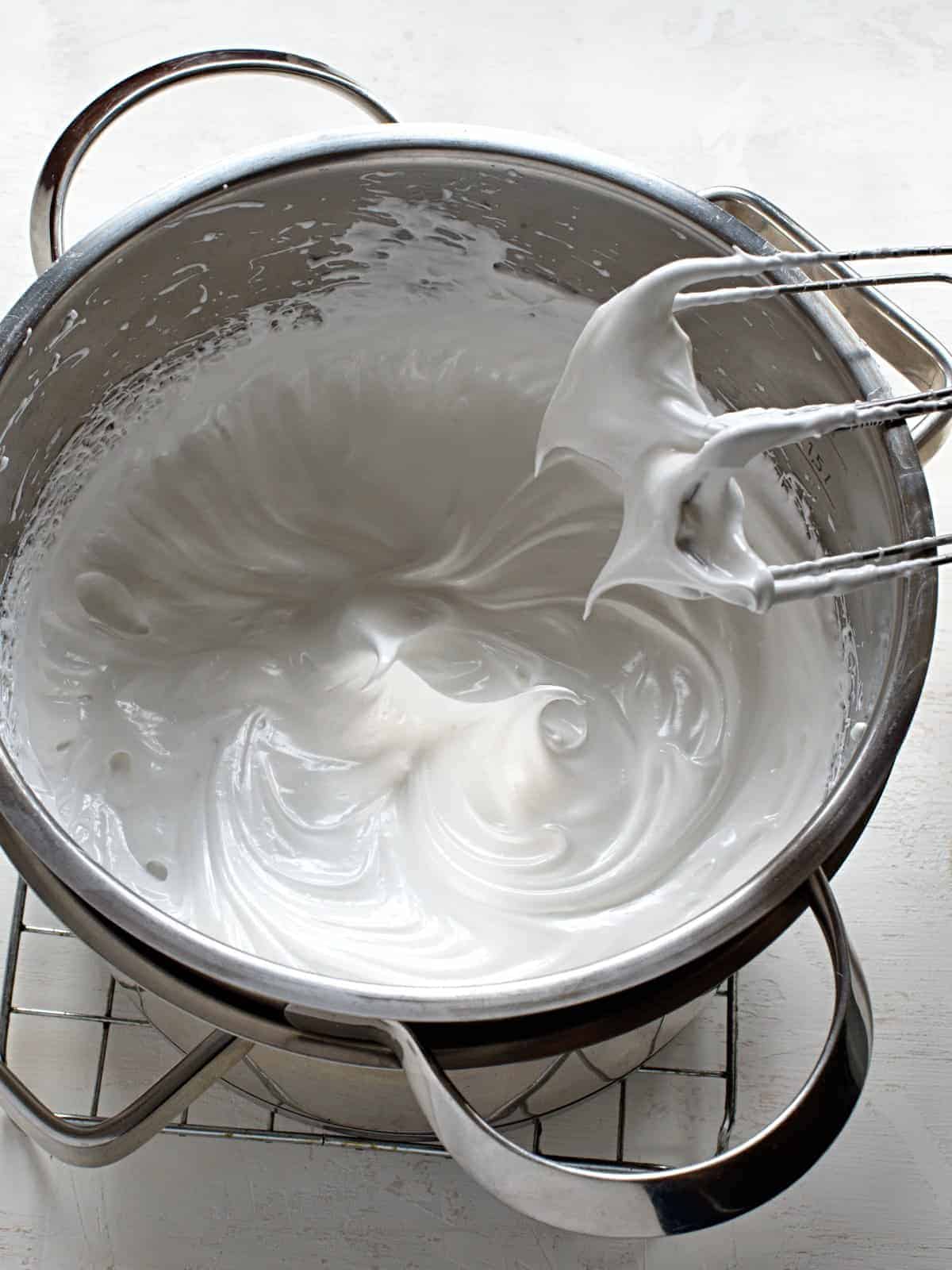 Swiss meringue for coconut cookies.