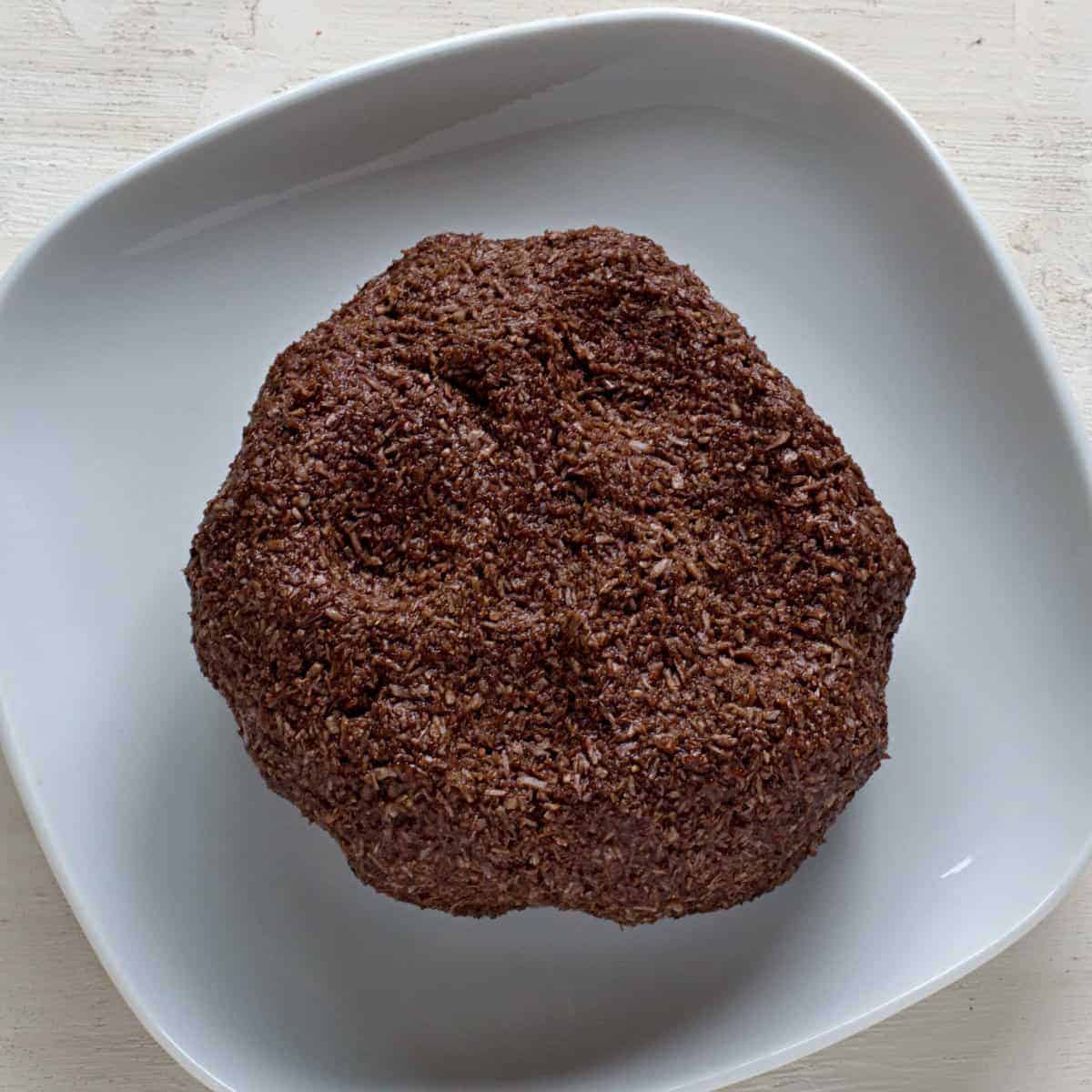Dark coconut ball dough.