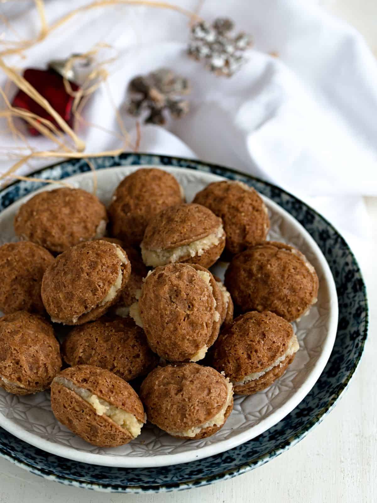 Walnut shaped cookies, Czech Orechy Christmas cookies.