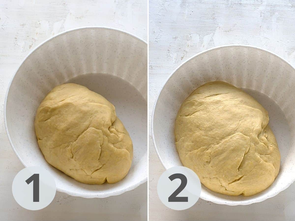 Yeast dough for Czech kolaches - rising in a bowl. 