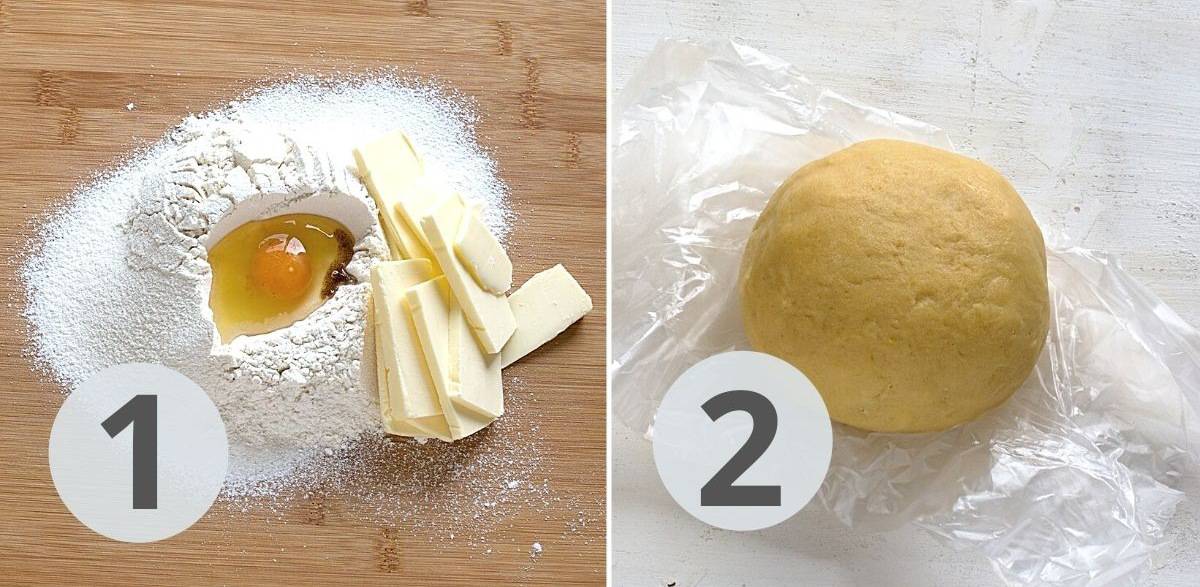 Making shortbread dough, before and after.