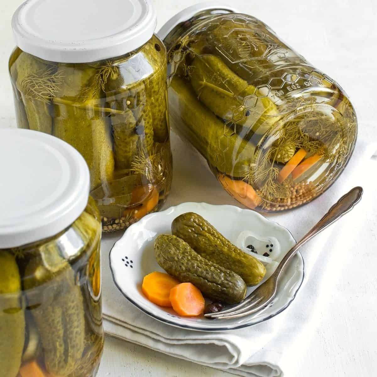Homemade Czech dill pickles.