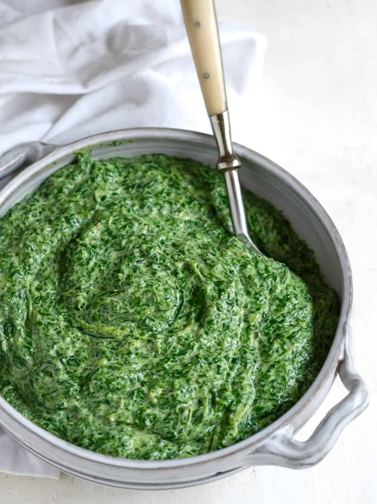 Creamed spinach made with bechamel sauce.