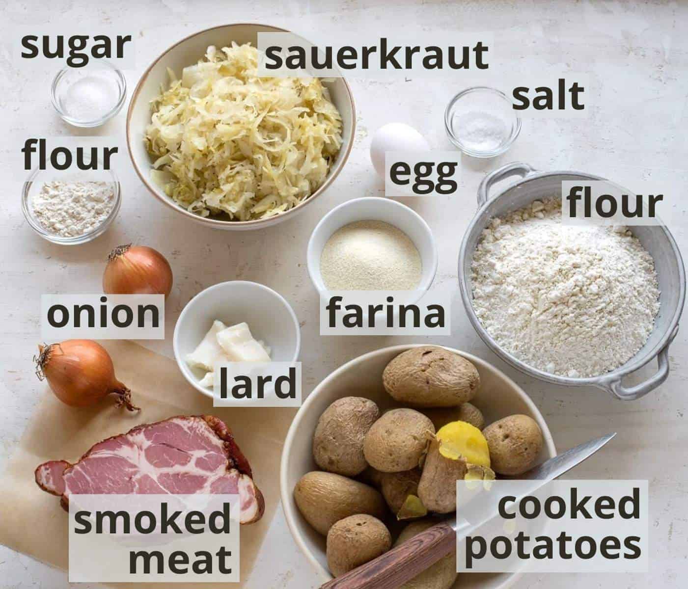 Ingredients for stuffed potatoes inclusive captions.