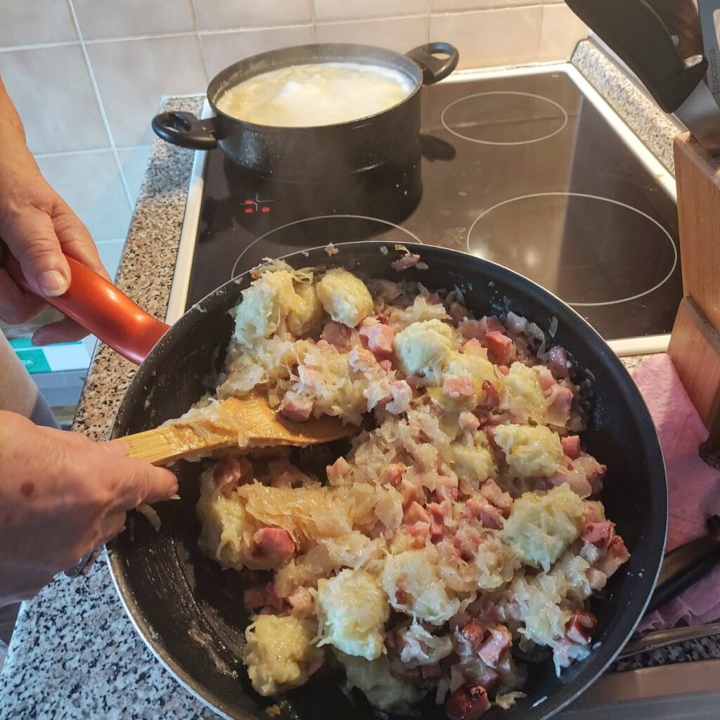 Ham, Sauerkraut and Potato Dumplings (Czech Strapačky)
