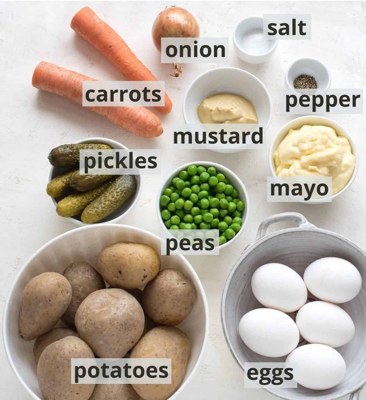 Czech potato salad ingredients inclusive captions.