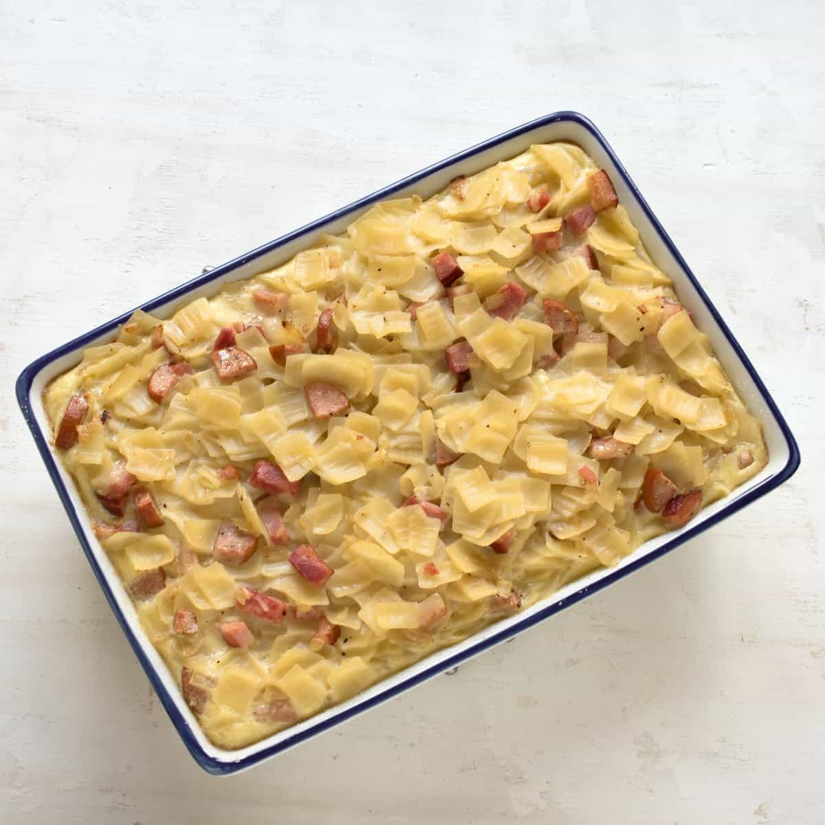 Czech Sunkofleky, freshly baked out of oven. In a baking dish.