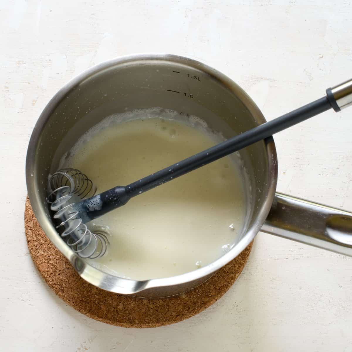 Cooked cornstarch pudding.
