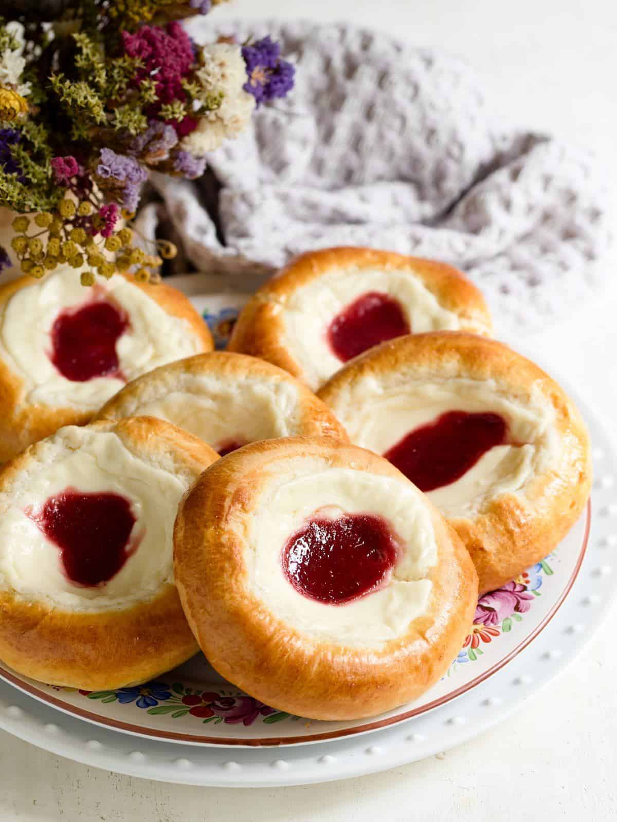 Czech Kolache pastry with farmers cheese pudding filling.