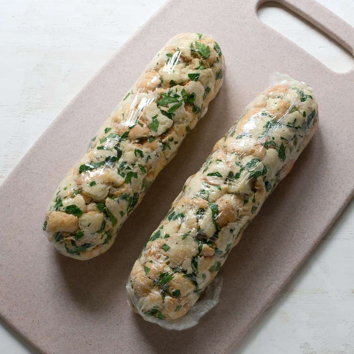 Wrapped Carlsbad dumplings before cooking.