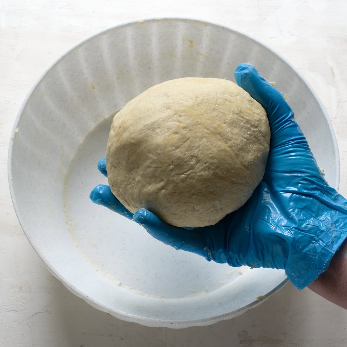 Finished cheese dough formed into a ball.