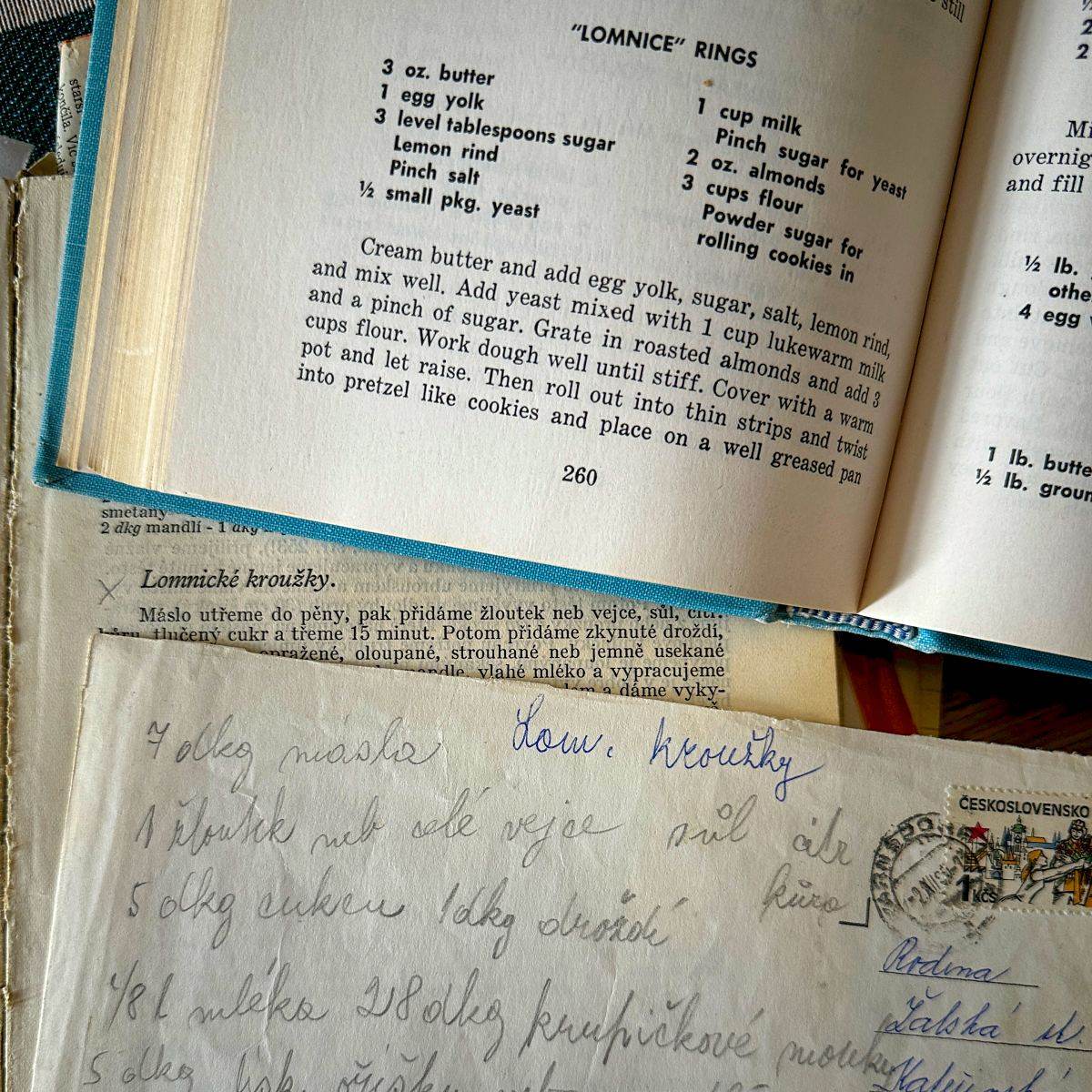Old Czech recipes for Lomnice rings (Czech lomnické kroužky).