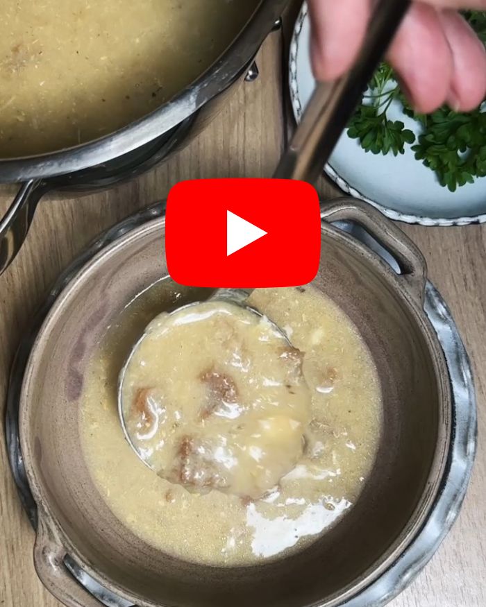 Serving Chlebová polévka bread soup. A quick video on YouTube.
