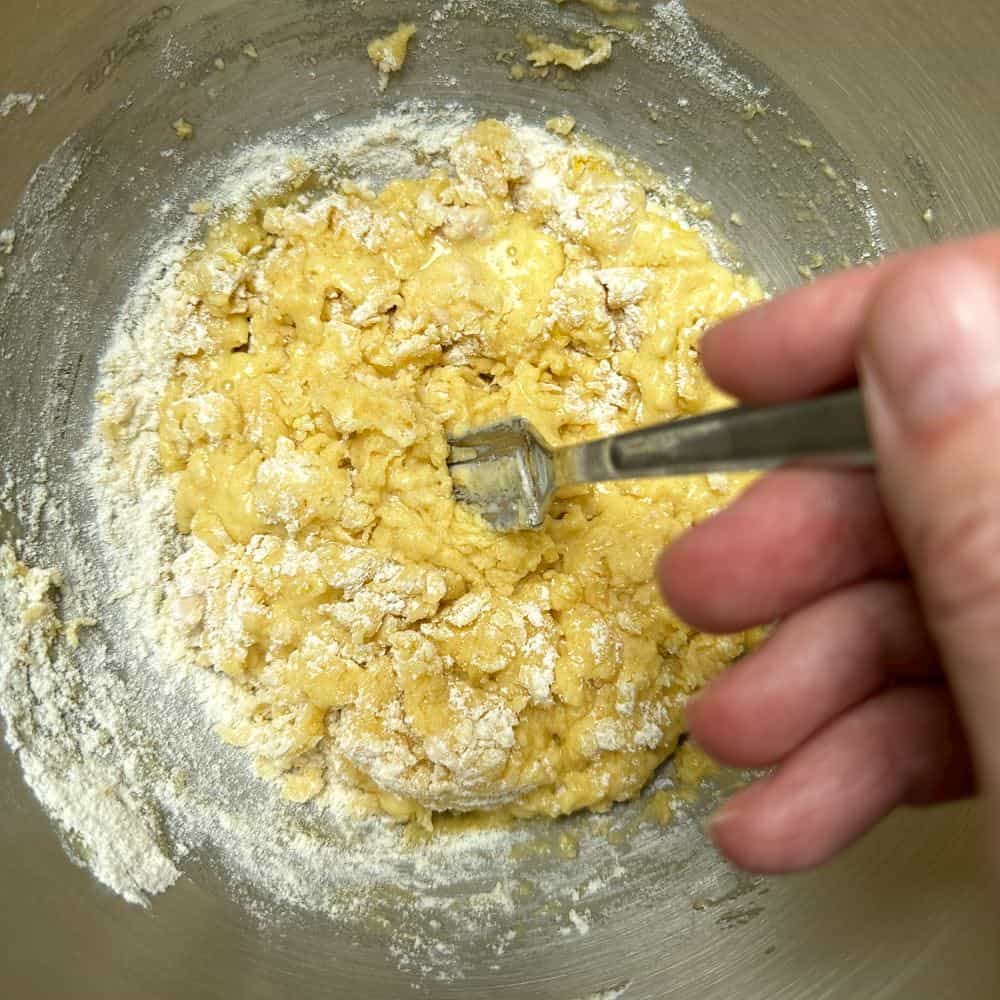 Making yeast dough.