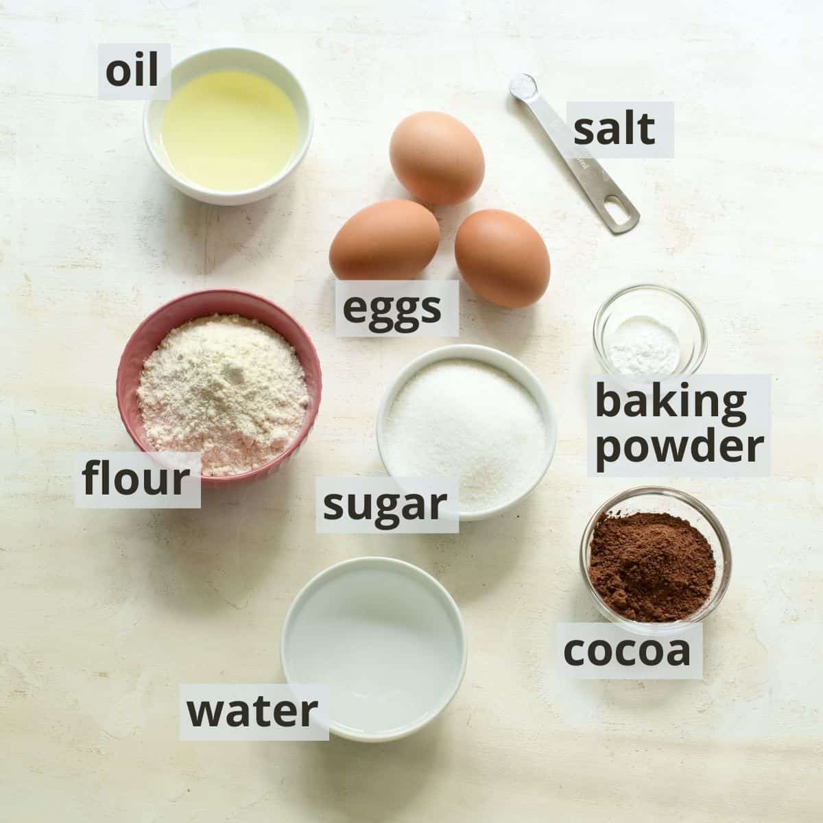 Labeled ingredients for cocoa sponge.